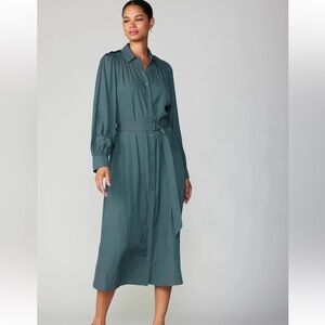 Current Air sz L green long sleeve shirt dress with belt NWT